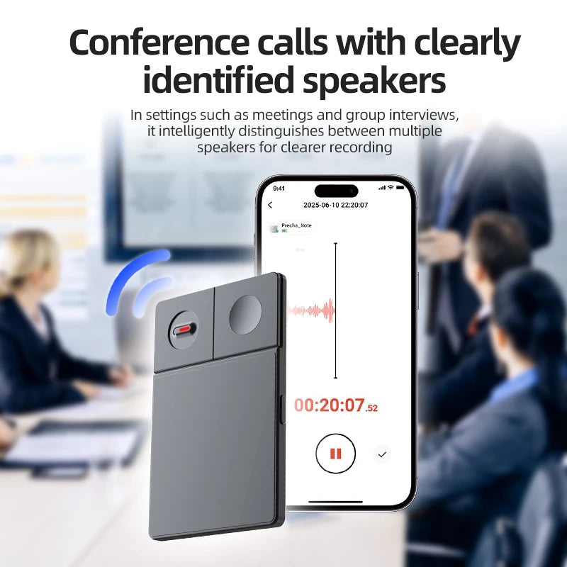 AI-Driven 64GB Voice Recorder with Real-Time Transcription