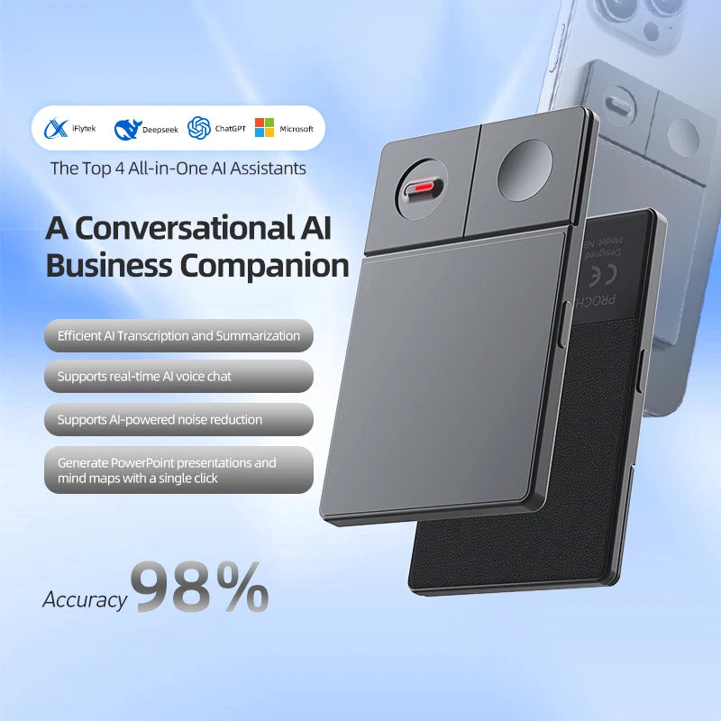 AI-Driven 64GB Voice Recorder with Real-Time Transcription