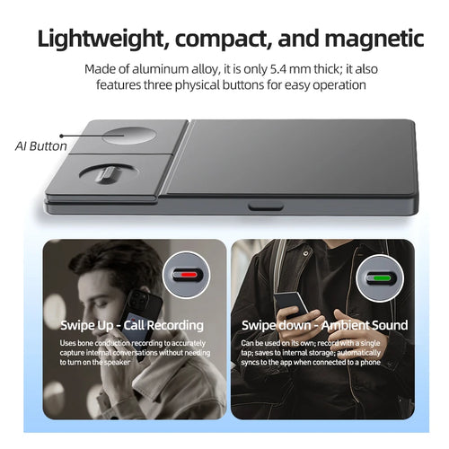 AI-Driven 64GB Voice Recorder with Real-Time Transcription