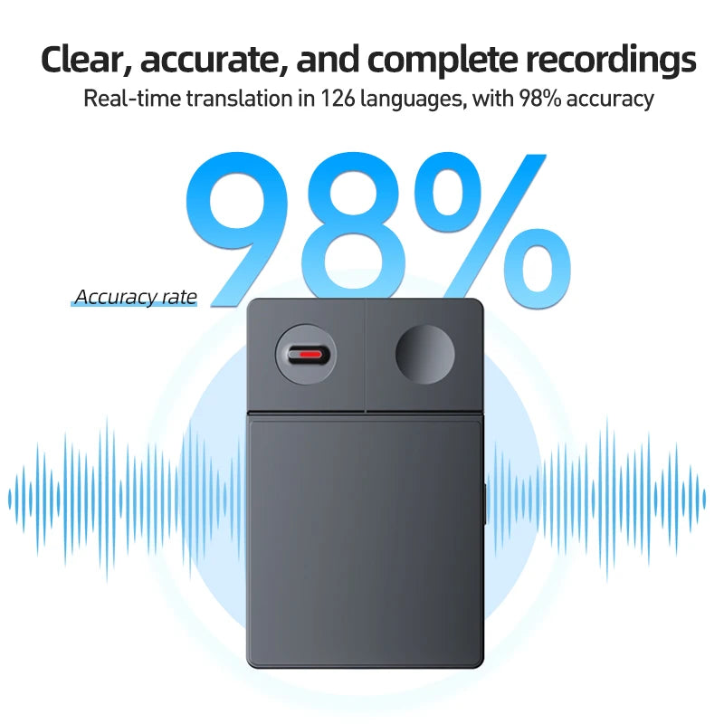AI-Driven 64GB Voice Recorder with Real-Time Transcription